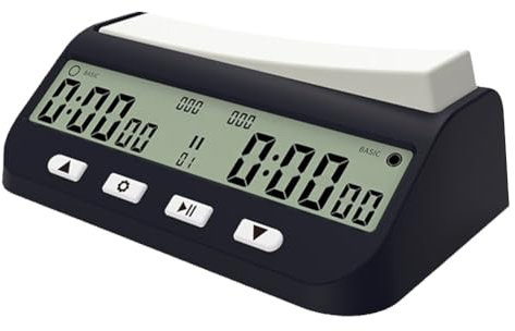 AZURAOKEY 1 x digitaler Schach-Timer mit einfacher Bonusverzögerung und positiver Zeitanzeige, 3-in-1 tragbare Schachuhr mit Zeitbonus und Verzögerungsfunktionen, ideal für Schach, I-Go, verbessertes