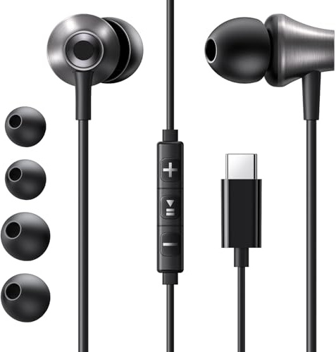 UGREEN HiTune USB C Kopfhörer mit Kabel, In-Ear Magnetkopfhörer mit Lautstärkeregler HiFi Sound Kompatibel mit iPhone 16 Serie Galaxy S24 S23 S22 Serie iPad Pro Air Android usw