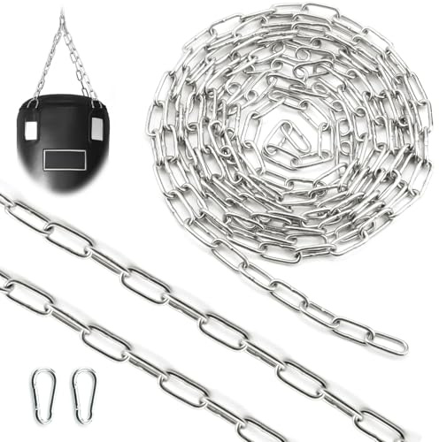 SWTYExt rostfri stålkedja, metervara, stålkedja, 3,5 m, 2,5 mm, rostfritt stål, kedjor, rund stålkedja, länkkedja, förlängningskedja, metallkedja med karbinhake för hundkedja, gungor, kedjor,