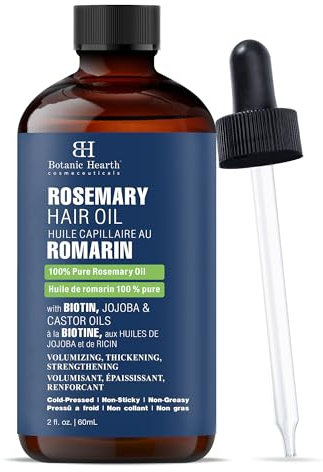 Botanic Hearth Olio di rosmarino puro al 100% per la crescita dei capelli, infuso con biotina, jojoba e olio di ricino, olio per capelli, ripara i capelli secchi danneggiati, rinforzante, più sano
