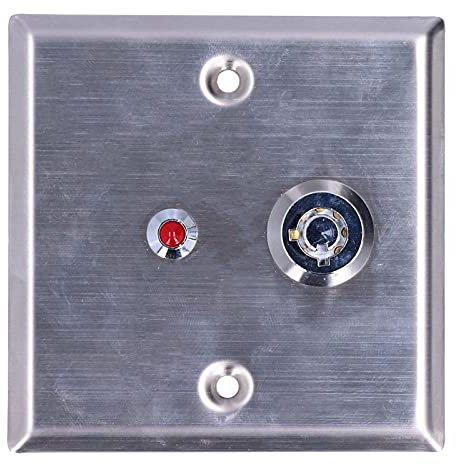 shenruifa 12 VDC Ausgangsschlüsselschalter, Schloss, EIN/Aus, Nottürentriegelung, 86 X 86 Mm, mit Roter LED-Anzeige, Sabotagesignale
