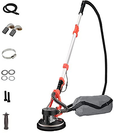 CASEGO Ponceuse pour cloisons sèches, Ponceuse Murale à Long Manche avec système d'aspiration Automatique, 6 Vitesses Variables lumière LED