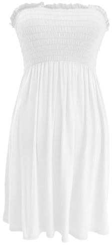 FASHION MY LOVE Vestido bandeau sin tirantes para mujer, talla grande, tallas grandes, tallas 36 a 50, blanco, 48-50