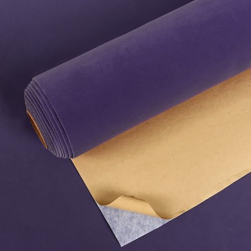 VEELIKE Lila sammetstyg tapet självhäftande lila filt lådfoder 40 cm x 300 cm sammet flock baksida pappersfoder för byråer lådor smyckeskrin foder gör-det-själv projekt bänkskiva täckning