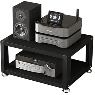 Multifunktionales Ablageregal Audio-Rack Vintage Plattenspieler-Ständer Medienregal Beistelltisch Plattenspieler Regal mit Aufbewahrung für Wohnzimmer Aufnahmestudio Spielzimmer.(Nero,45x35x23cm)