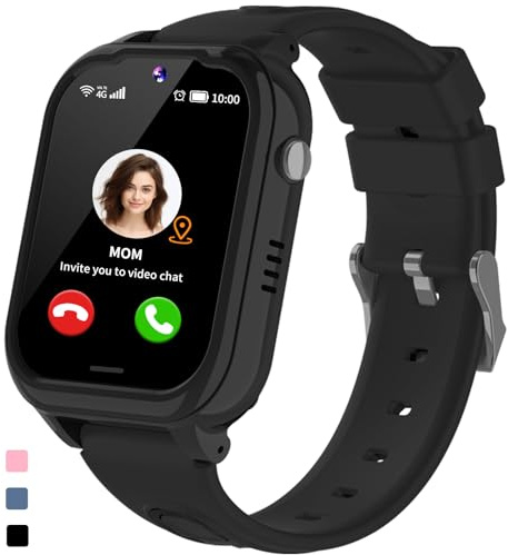 JUBUNRER 4G Montre Connectée Enfant 4G GPS Appel Vidéo SOS Podometre Marche Étanche Réveil Caméra Jeux Cartes d'apprentissage Calculatrice Musique Traceur GPS Enfant Tracker Cadeaux- Fille Garcon