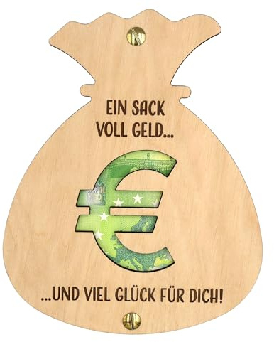 ZUKLA Verpackung für Geldgeschenke - Ein Sack voll Geld - Geburtstag - Geldgeschenk Verpackung Holz - Geschenkgutschein