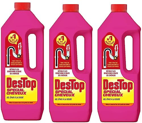 Destop Gel Déboucheur Spécial Cheveux - Lot de 3x1L