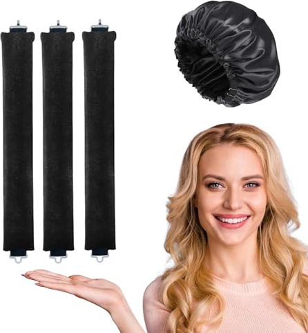 3 Stück Heatless Blowout, Hitzefreie Lockenwickler, Blowout Hair Overnight, Heatless Curls Band, Blowout Locken Ohne Hitze, Lockenwickler Heatless Curls für Alle Haartypen (Schwarz) ﻿