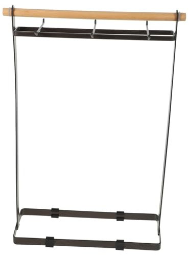 OFFSCH Soporte Para Utensilios De Cocina Ganchos 30 Cm Madera y Hierro Negro Barra, Organizador Práctico Para Espátulas y Cucharas, Adecuado Para Cocina y Encimera, Soporte De Almacenaje