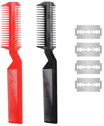 2 Peignes À Cheveux Cassés, Peignes En Plastique, Outils De Coupe De Cheveux, Peignes De Coupe De Cheveux, Accessoires De Coiffure (Rouge, Noir)