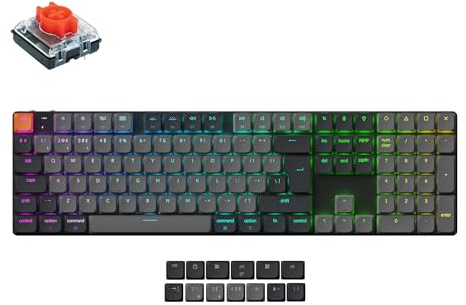 Keychron New K5 Full Size Ultra-Slim Wireless Bluetooth/Wired Mechanical Keyboard, RGB LED Backlight, Hot-swappable Low-Profle 2.0 Mechanical Red Switch for Mac/Windows/Linux(Version 2) - UK Layout