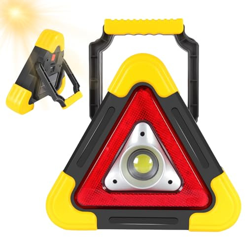 Qawner Warndreieck fürs Auto, Tragbare LED Dreieckslichter, Multifunktionales Solar Warndreieck, 4 Modi, für Fahrzeugunfälle, Reparatur (A)