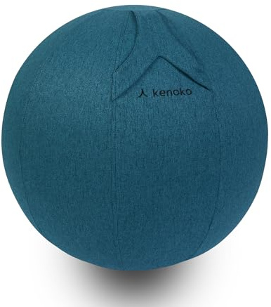 kenoko Ergonomico Sedia Palla Ufficio NAMI 55 cm | Ideale per ufficio, yoga e gravidanza | Rivestimento lavabile | Palla gonfiabile con pompa inclusa |colore: turchese scuro