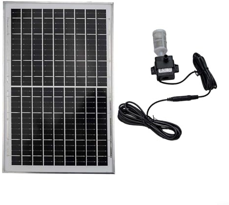 HEBEOT Pompa sommergibile a pannello solare, 9 V, 10 W, montata su pannello solare, pompa sommergibile per piccoli e medi acquari all'aperto