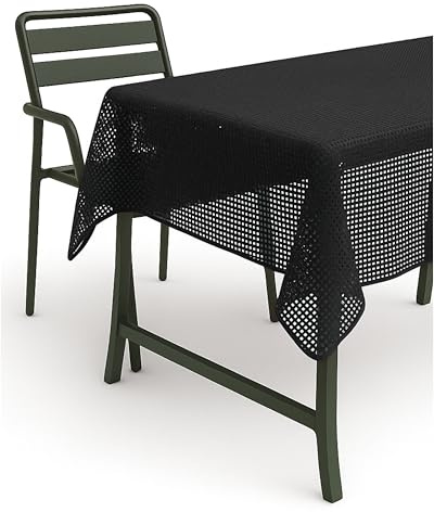 texpot Gartentischdecke 160 cm rund Schwarz Karo wetterfest geschäumt rutschfest