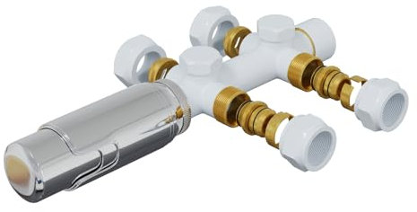 HAGO24 | Thermostatventil Heizkörper | 50mm Mittelanschluss | Universal | Weiß | Eckform | Durchgangsform | Hydrosensor | Flüssigkeitssensor | Frostschutz | 5 Stufen