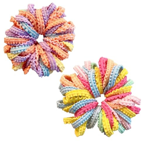 Fc'Noqgn 100 Piezas de Gomas elásticas para el Pelo no metálicas para niñas Accesorios para el Pelo Multicolores Pequeñas Gomas elásticas para el Pelo Sujeta Trenzas de coleta (Multicolor)