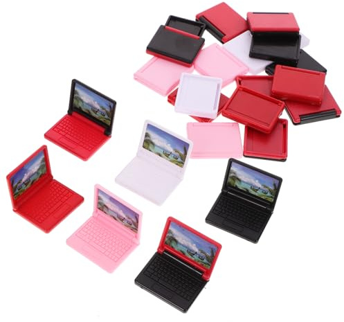 HEALSOPTHY 24Pcs Mini Doll Laptop Laptops for Dollhouse Decoration Design Miniature Accessories for Creative Play and Home Decor