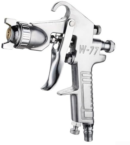 Hasaller Pistola de pintura de aire-s W-77 Pulverizador de aire G-un Pulverizador de pintura neumático A-ir Pulverizador con control de patrón ajustable para muebles de automóviles, maquinaria