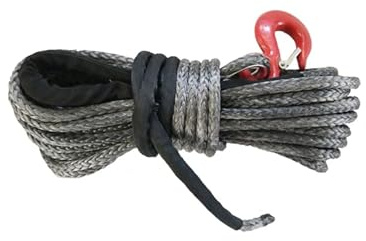 Cuerda sintética for cabrestante de Coche de 12 mm x 30 m con Gancho, Cable Resistente for cabrestante Todoterreno ATV UTV con Alta Visibilidad(Gray)