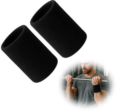 Supecesorio Lot de 2 bracelets de sudation pour poignets de 15 x 8 cm - En coton - Absorbant l'humidité - Pour le sport, la course à pied, le tennis, le basket-ball, le fitness, le cyclisme, le