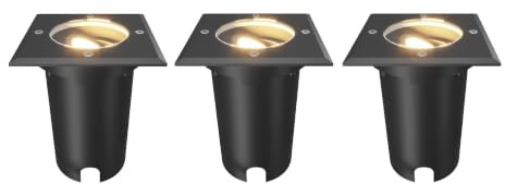 Ledvion 3er Set LED Bodenstrahler Außen IP67 10W 230V GU10 quadratisch | mit 1m Kabel fuer Garten Terrasse Einfahrt und Wege