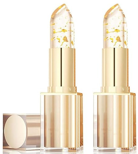 Colour Changing Lipstick - Transfer Proof Colour Changing Lip Stain for Women - Gold Crystal Ph Lipstick Color Change - 24 Hours Moisturizing Long Lasting Lip Balm,Suitable for All Skin Tones(2PCS)