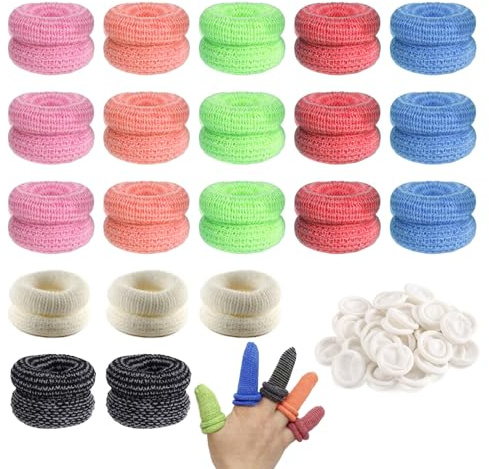 Finger Bandage – 50 Pcs Finger Bandages Tubular Set with Rubber Sleeves, Work & Kitchen Finger Protection, Flexible, Breathable Finger Cover, Comfortable Finger Stall for Daily Use