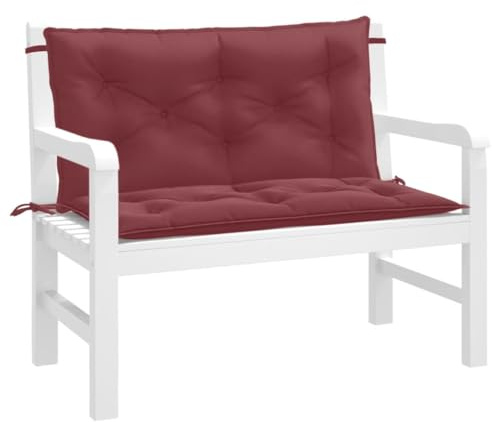 Frdhee Stuhlkissen Outdoor,Gartenbank-Auflagen 2 STK. Melange Weinrot 100x50x7 cm Stoff für Balkonstühle, Gartenstuhl, Bänke