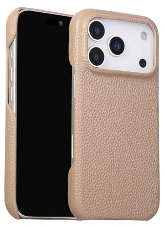 Generico Custodia In Pelle Sottile Senza Cornice For IPhone 17/17 Air/17 Pro/17 Pro Max, Impugnatura Antiscivolo Con Texture Litchi, Copertura Anti-impronte(Brass,17)