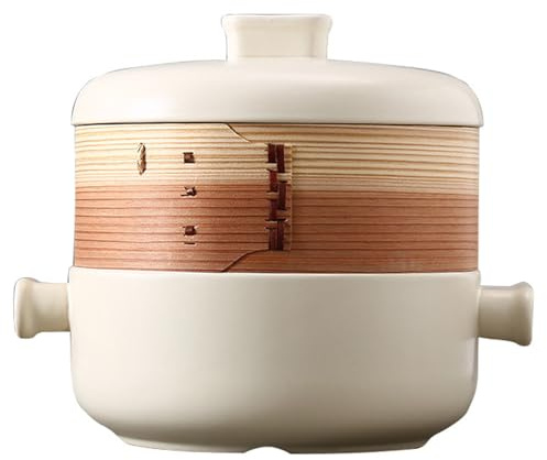 Peakjune Cocotte en Terre Cuite,Donabe Japonais en Céramique,Marmites à Riz en Argile Résistante à La Chaleur Ustensile,Cocotte avec Panier Vapeur,pour ragoût de Soupe,Riz au Poulet braisé