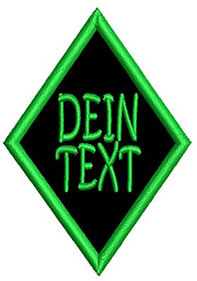 Rauten-Aufnäher für deinen Wunschtext - viele Farben und Größen (6x4,2cm)