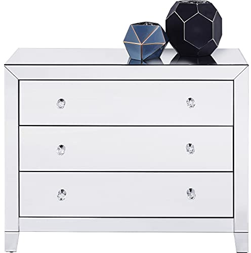 Kare Design Kommode Luxury, verspiegelt, glamouröses Sideboard, Spiegelkonsole, 3 Schubladen, edle Glasgriffe, 73,5x91x41cm (H/B/T)