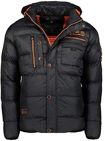 Geographical Norway Citernier Men - Warme Daunenjacke Gesteppt Mann Herbst Winter - Warme Manteljacke - Windjacke Windschnitt Langarm Polsterung - Männer (Schwarz XL)