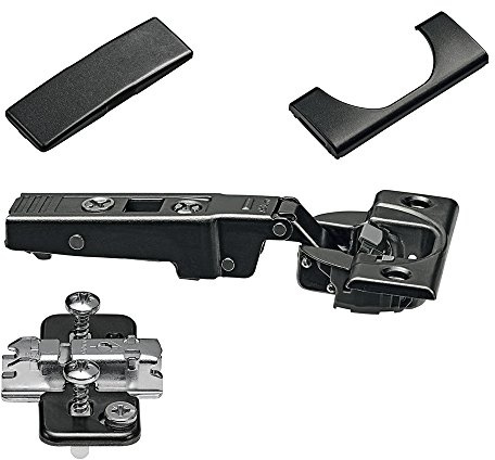 Gedotec Möbelscharnier mit Blumotion Dämpfung Topfband Clip-Top 110° | Küchen-Scharnier 71B3550 | Eckanschlag mit Schließautomatik | Öffnungswinkel 110° | 1 Stück - Blum Topfscharnier ONYX schwarz