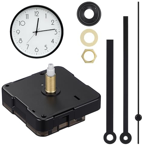 Healifty Lautloses Quarz Uhrwerk mit 3 Zeigern für Kreuzstich Handwerk Ersatz ohne Batterie (Schwarze Gerade Uhrzeiger)