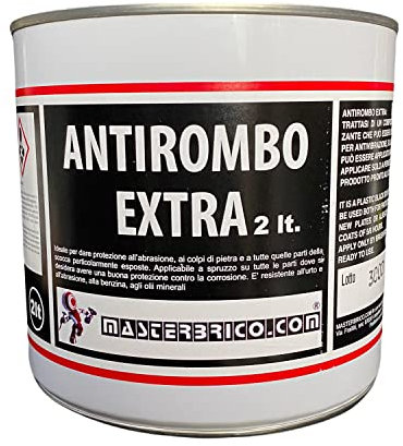 Antirombo Sottoscocca per Auto 2L, Masterbrico - Antirombo Insonorizzante e Protettivo Nero, Contro Ruggine, Vibrazioni e Abrasione - Applicazione a Pennello, Rullo o Spruzzo