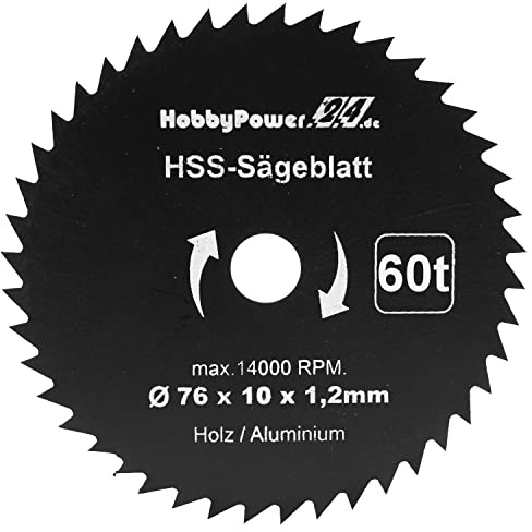 1 Stück HSS Kreissägeblatt 76 x 10 mm 60 Zähne Sägeblatt Neu für Mini Handkreissäge Tauchsäge Kreissäge