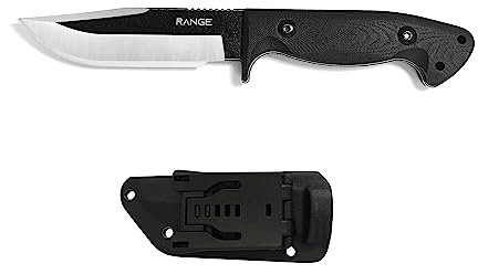 Range HK04 cuchillo bushcraft de acero inoxidable 420, 22.9 cm, 11.5cm hoja x 11.4cm mango antideslizante G10