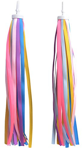 YUTOU 1 Paar Kinder Fahrrad Luftschlangen Fahrrad Lenker Streamer Bänder Lenkerfransen Streamer Bändchen Fahrrad Griffe Quasten Bänder für Kinderfahrrad Kinder Roller Quasten Dekoration (Bunte 1)