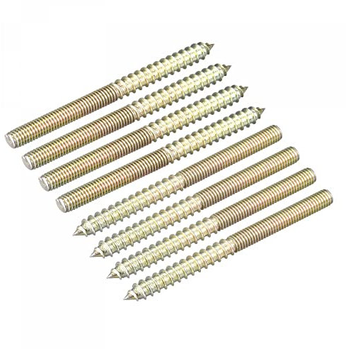 sourcing map M6x80mm Hanger Bolts, 8pcs Double Ended Thread Dowel Screws for Wood Furniture