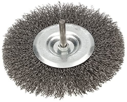 KOTARBAU® Brosse circulaire 120 mm avec tige ronde en fil d'acier ondulé pour perceuse
