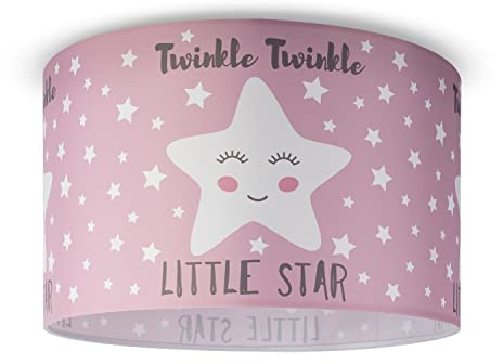 Paco Home Deckenlampe Kinderzimmer Baby Lampenschirm Deckenleuchte Stoff Rund Wolken Himmel Sterne Kinderlampe E27