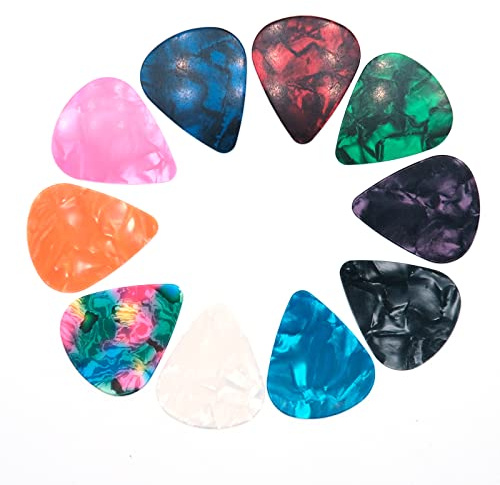 harpfeas 30 PCS Guitar Picks, 3 Different Thickness Abstract Art Colorful Celluloid Guitar Pick Plectrums For Bass, Electric, Acoustic Guitars Includes 0.46mm, 0.71mm, 0.96mm(Color Random)