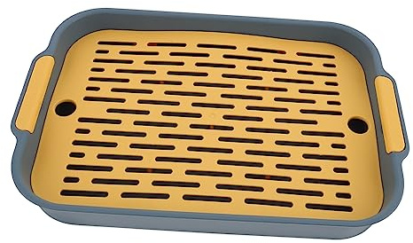 Veemoon Bac à Litière pour Lapin Clôture Surélevée Antidérapante | Pp, Fond Plat Rectangulaire, Grand Espace D’activité, pour Lapin et Cochon D’inde, Bleu Marine