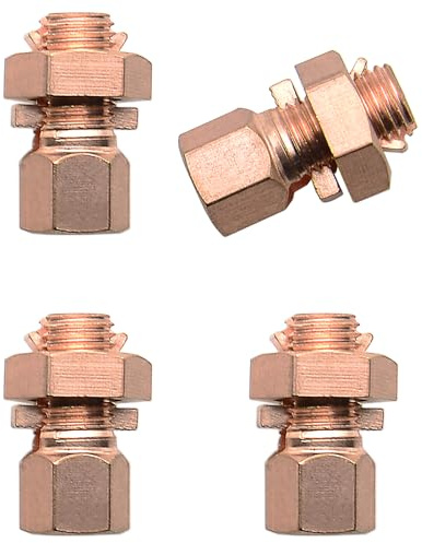 FDXGYH 4 Pack Grounding Split Bolt Connector Copper Grounding Clamps Bolt Connection Clamp for Completing Ground Bonding to Bare Wires TJ-16