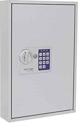 Rottner Schlüsselschrank Heidi 64 Elektronikschloss 64 Schlüsselanhänger gratis Hakenleiste verstellbar inkl. Befestigungsmaterial