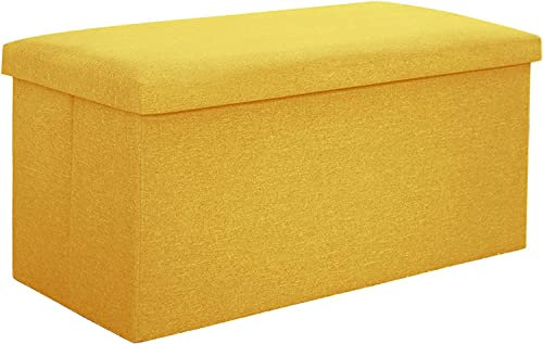 Klappbare Bank, rechteckige Fußstütze, Sofa-Fußhocker, Tritthocker mit großer Kapazität, tragbarer Wohnzimmer-Tritthocker – gelb-25 l, 15,7 x 9,8 x 9,8 Zoll