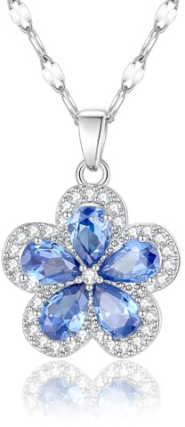 Myrnaist Blumen Halskette Damen – Daisy Flower Necklace mit CZ – Zierliche Edelstahl Halskette mit Gänseblümchen Anhänger – Geschenk für Freundin, Mutter, Frau